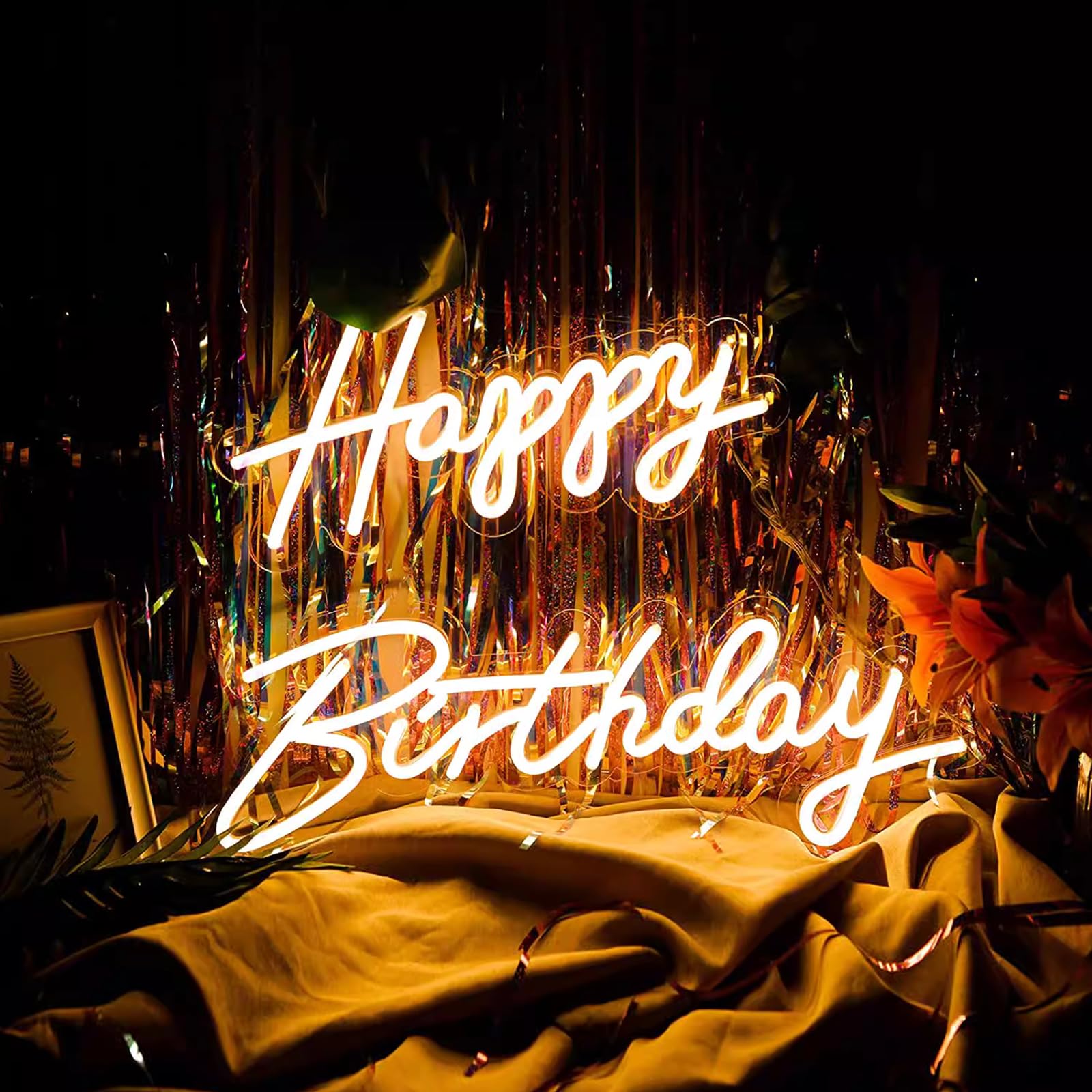 ネオンサイン お祝い記念日LED看板 お誕生日 調光可能 お洒落 インテリア Amazon | 【LEISURE CLUB】ネオンライト Happy Birthday サイン LED